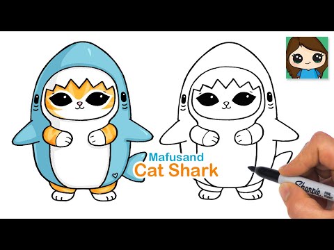 How to Draw a Shark Kitty Cat in Cute Costume