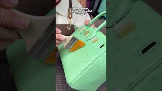 Green Rare leather - Ostrich leather Birkin handmade bag, do you like it🥰🥰