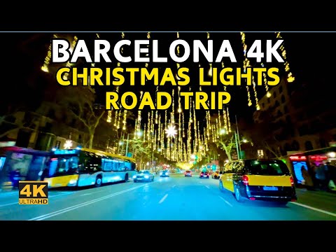 Barcelona 4K ROAD TRIP Christmas Lights 2024