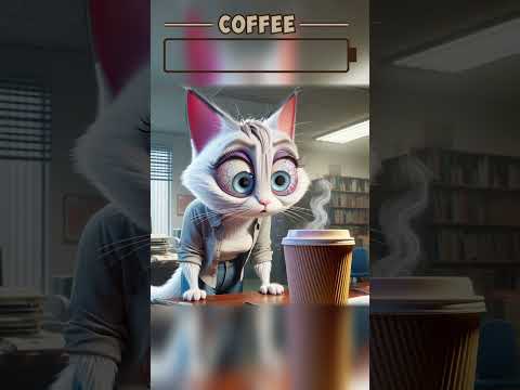 Mother Cat Drinks Lots of Coffee to Get By #funny #catlover #cuteanimals #cartoon