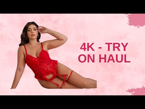 ✨ [4K] Plus Size Lingerie Try-On Haul | Lace Corset with Adjustable Straps  Garter | Curvy Sleepwear