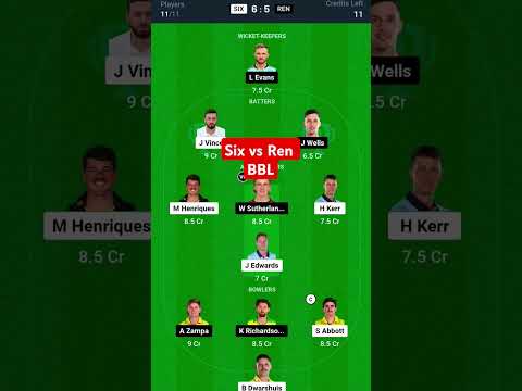 Six vs ren dream11 team prediction #sixvsren #sixvsrendream11 #sixvsrendream11prediction #BBL