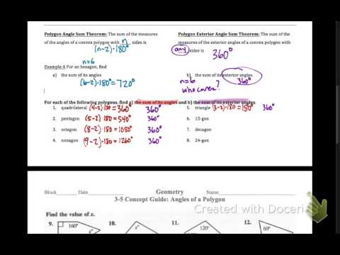 geometry 3-5 concept guide: angles of a polygon