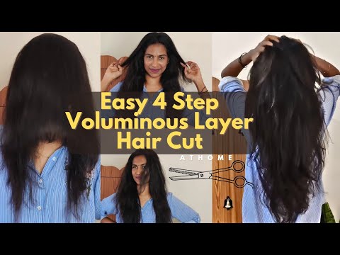 4 Step voluminous Layer Hair Cut | DIY easy hair cut at home💇🏻‍♀️✂️| Mathu Vithu |