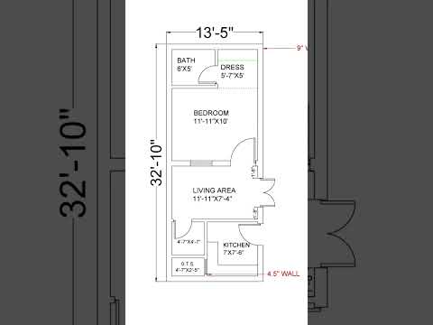 13'x32' House Design idea #houseplanning #autocad