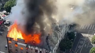 Fire erupts at former hotel in downtown LA