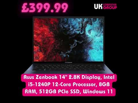 Asus Zenbook 14" 2.8K Display, Intel i5-1240P 12-Core Processor, 8GB RAM, 512GB PCIe SSD, Windows 11