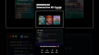 Interactive 3D Cards #css #coding #Cards #Website #frontenddeveloper #shorts  #worldofdevelopers