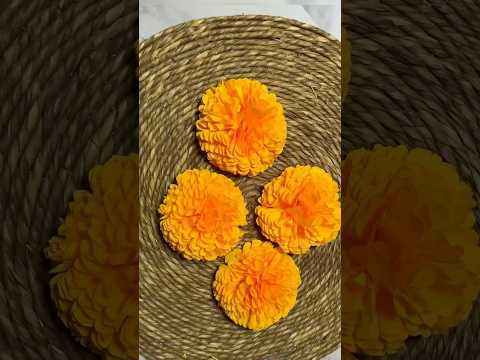 Paper Flower 🌼 |Marigold Paper Flower|  Paper Art #flowermaking #marigoldflowers #paperart #flowers