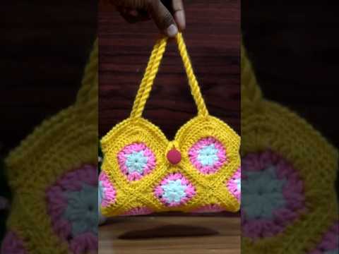 Beautiful 💕handbag knitting short #Tunisian crochet bag #3d purse 👍