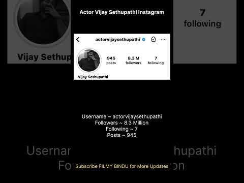 Vijay Sethupathi Instagram Account ID Username Followers Following Posts #VijaySethupathi #instagram