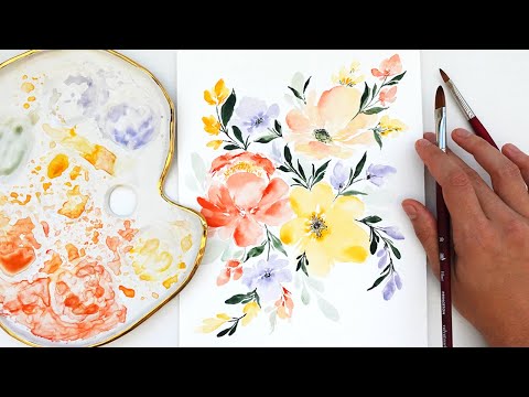 New Class Trailer: Effortless Watercolor Flowers: Paint Easy Loose Florals Using Filbert Brushes