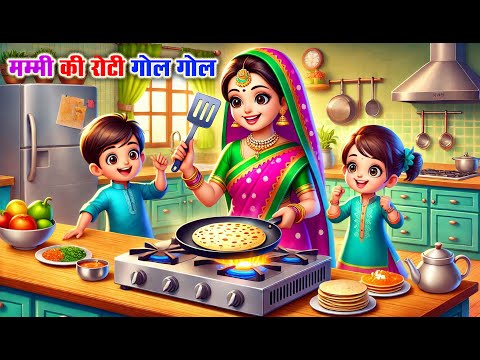 Mummy Ki Roti Gol Gol - मम्मी की रोटी गोल गोल | Hindi Rhymes for Children | Mama Kids Rhymes