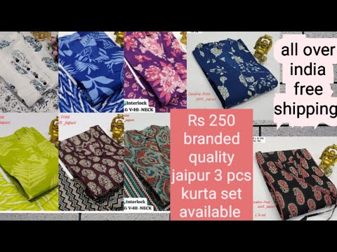 New prints premium quality jaipur cotton kurti 3 pcs set available/ feeding kurta set/ party wear