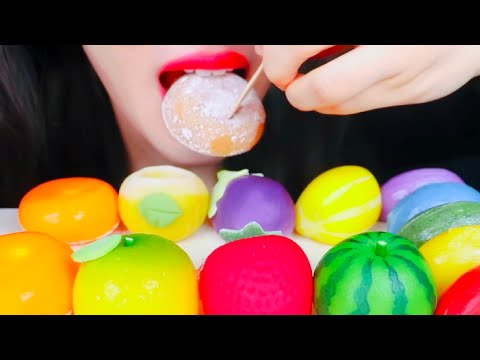 ASMR Rainbow Fruit Rice Cake Eating Vlog, Mukbang 레인보우 과일 떡 먹기 @Jane_asmr