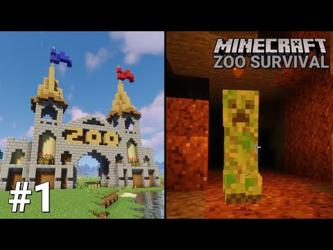 Building A Zoo In Minecraft Survival: THE BEGINNING & GATE ENTRANCE