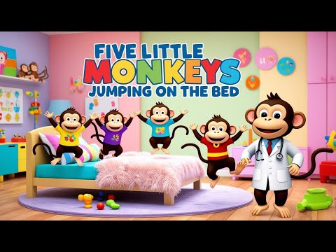 "🎶 Five Little Monkeys Jumping on the Bed - Fun Nursery Rhymes for Kids! 🐒🎉 Sing Along!"