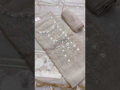 Pure Khadi Silk Designer French-knot Calcutti Handwork Unstitched Suits Wholesaler - 9428614299