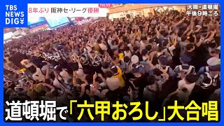 「優勝した勢いで六甲おろし」阪神タイガース18年ぶりセ・リーグ優勝　道頓堀周辺には1300人の警察官配置｜TBS NEWS DIG