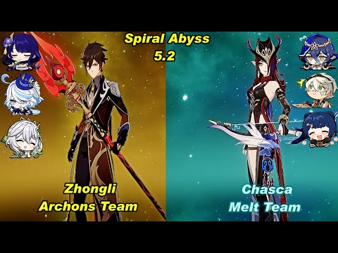 (5.2) C0 Zhongli Archons Team & C0 Chasca Melt Spiral Abyss Floor 12 Full Star