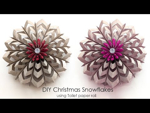 DIY Christmas snowflakes made with Toilet Paper Roll l l Easy paper craft for Christmas