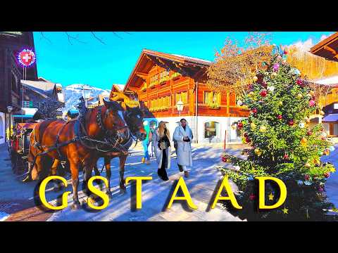 GSTAAD SWITZERLAND ✨ Glamorous Village Walking tour 4K Luxury shopping streets at Christmas time