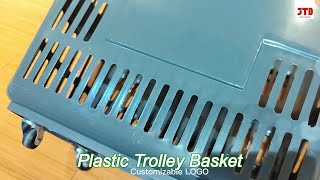 blue plastic shopping trolley baskets 60l supermarket basket with wheels