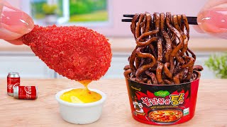 Best Korean Street Food 😍 Miniature Black Bean Noodle Fried Chicken Cheetos | Tina Mini Cooking