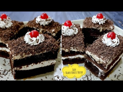 बेकरी जैसी ब्लैक फॉरेस्ट पेस्ट्री बनाये तवे पर आसानी से मिंटों में | Eggless Black Forest Pastry |