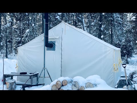 FROZEN WINTER WALL TENT CAMPING