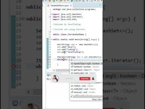 Iterating over Set using Iterator #shorts #youtubeshorts #javatcoding