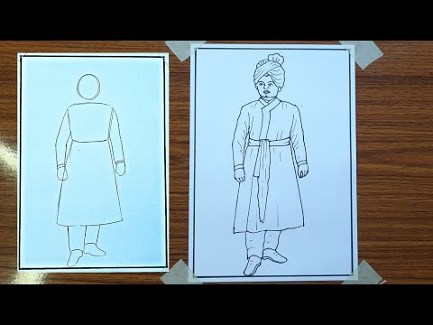 How to draw swami vivekananda | swami vivekananda full body drawing