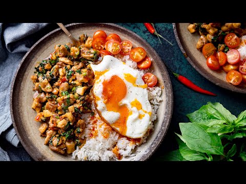 Thai basil is so good in this Thai basil chicken, or Pad Krapow Gai Recipe