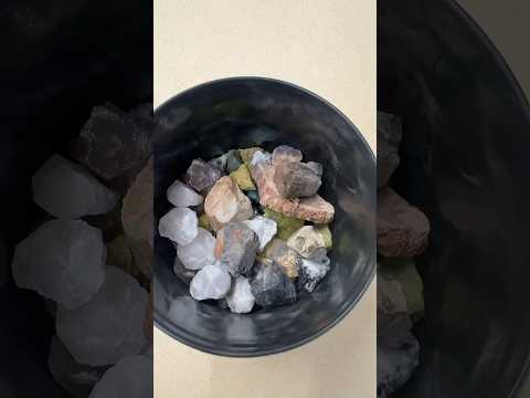 A Mixed Crystal Mining Bucket with Raw and Tumbled Stones!