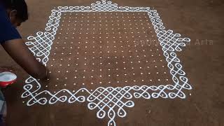 19 x 19 dots pongal kolam | big kambi kolam | easy beautiful sikku kolam | SathyaSelva Arts