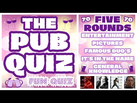 Pub Quiz No70 - 5 Different Rounds - 33 Questions & Answers - 62 Points to Win. trivia/quiz Fun Quiz