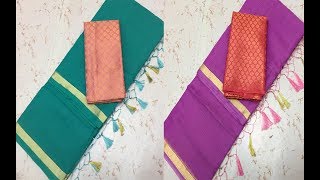 Plain Kota Cotton Saree With Designer Blouse || Latest  Modern Kota Cotton Saree Good Looking