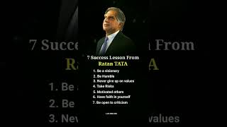 Ratan Tata's 7 key lessons for achieving success #ratantata #success #shorts