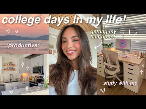 COLLEGE DAYS IN MY LIFE! 🧘🏻‍♀️✨ study with me, getting my hair done, etc!