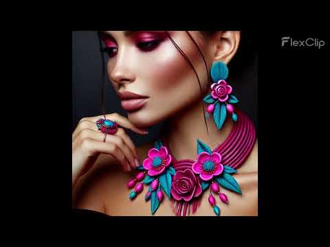 AI design for polymer clay jewellery - Fuxia and Blue Collection