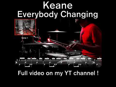 keane - Everybody Changing - Drum cover (with scrolling drum score)