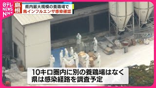 【感染確認】島根で鳥インフルエンザ  県内最大規模の養鶏場