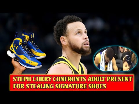 Steph Curry confronts adult in stands for stealing his signature shoes from young fan after game.🥰