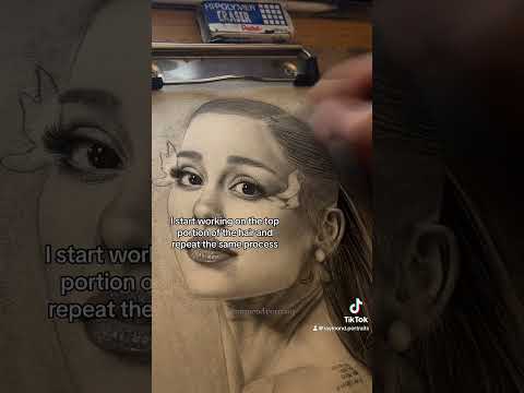 HAIR TUTORIAL (tiktok:raymond.portraits) #art #ariangrande #drawing #shortsvideo #artist