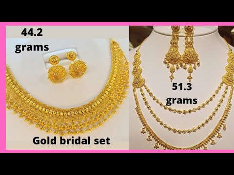 gold bridal necklace designs with weight!! bridal necklace set 2021!!