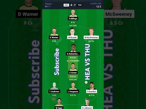 HEA vs THU Dream11 Prediction, Brisbane vs Sydney Green Dream11 Team, HEA vs THU T20 Dream11 Team