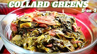 COLLARD GREENS & SMOKED TURKEY LEGS|HOW TO COOK COLLARD GREENS 1 ON 1 FOR BEGINNERS YOUTUBE RECIPE