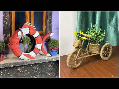 Creative DIY Home Decor Ideas | Tire Fish Planter & Rope Bicycle Planter