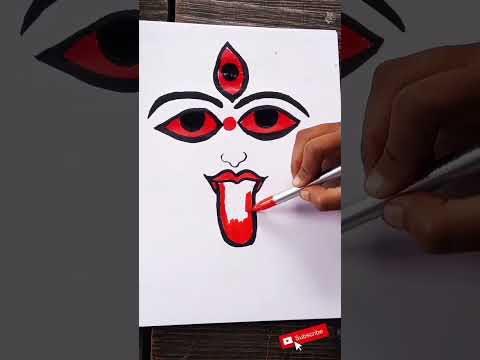 maa Kali face painting in Tulshi leaf 🌿# shorts # easy #easydrawings #art #tutorial #video