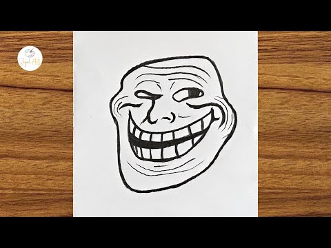 How to draw troll face step by step || How to draw meme face || Drawing troll face for beginners